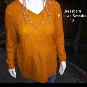 Dressbarn Gold Pullover V-Neck Sweater 1X